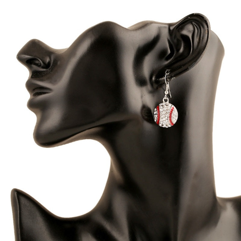 Wholesale Fashion Classic Rhinestone Baseball Basketball Football Pendant Earrings